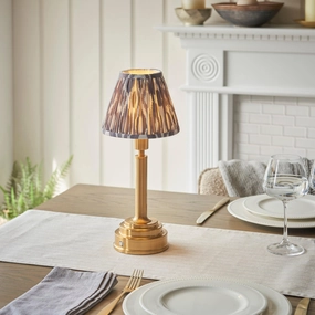 Upton Rechargeable Table Lamp & Ikat 16cm Pearl Grey Shade ceramic table lamp