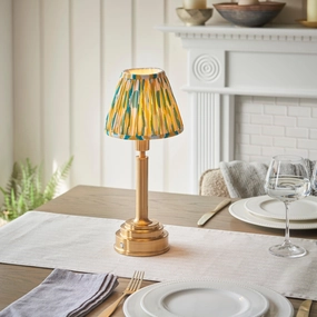 Upton Rechargeable Table Lamp & Ikat 16cm Yellow & Jade Shade ceramic table lamp