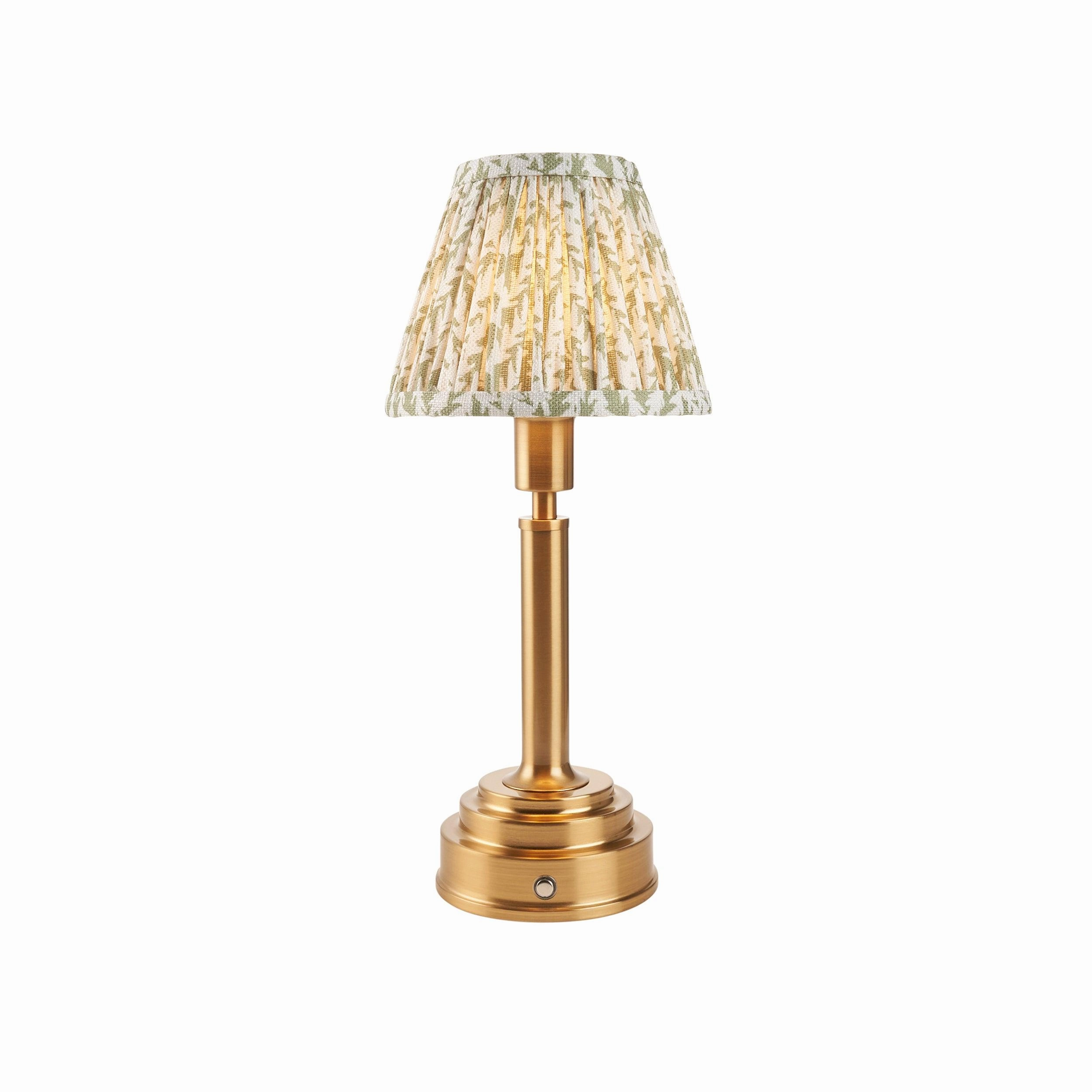 Upton Rechargeable Table Lamp & Leaf 16cm Herb Garden Green Shade