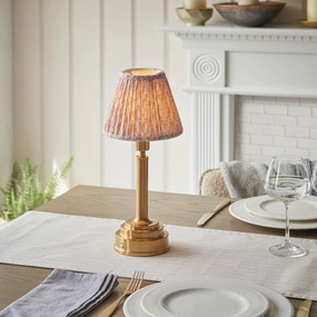 Upton Rechargeable Table Lamp & Leaf 16cm Peachy Keen Shade ceramic table lamp
