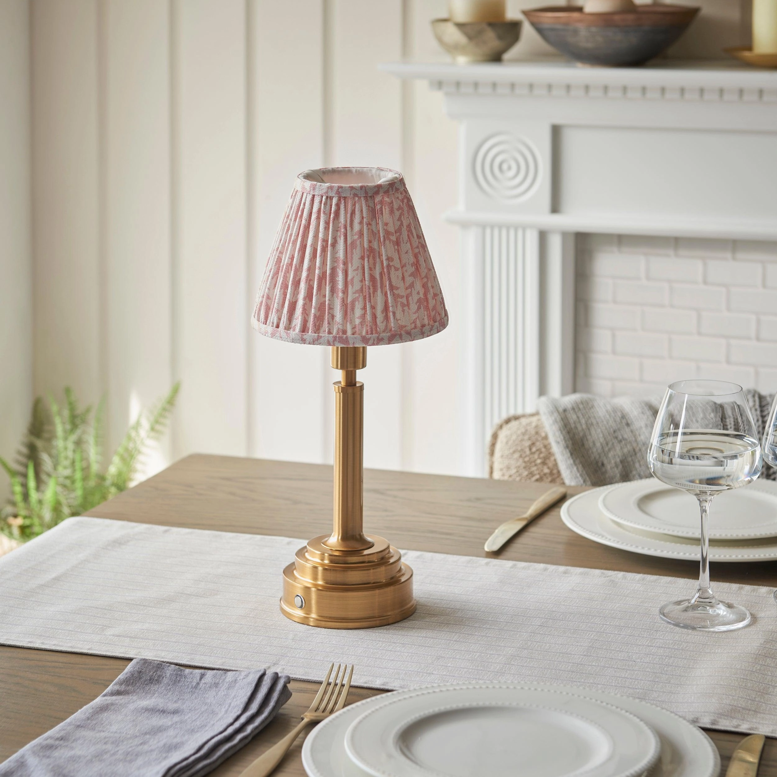 Upton Rechargeable Table Lamp & Leaf 16cm Peachy Keen Shade
