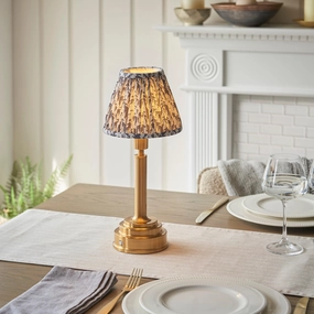 Upton Rechargeable Table Lamp & Leaf 16cm Pearl Grey Shade ceramic table lamp