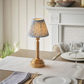 Upton Rechargeable Table Lamp & Leaf 16cm Shell Bay Blue Shade ceramic table lamp
