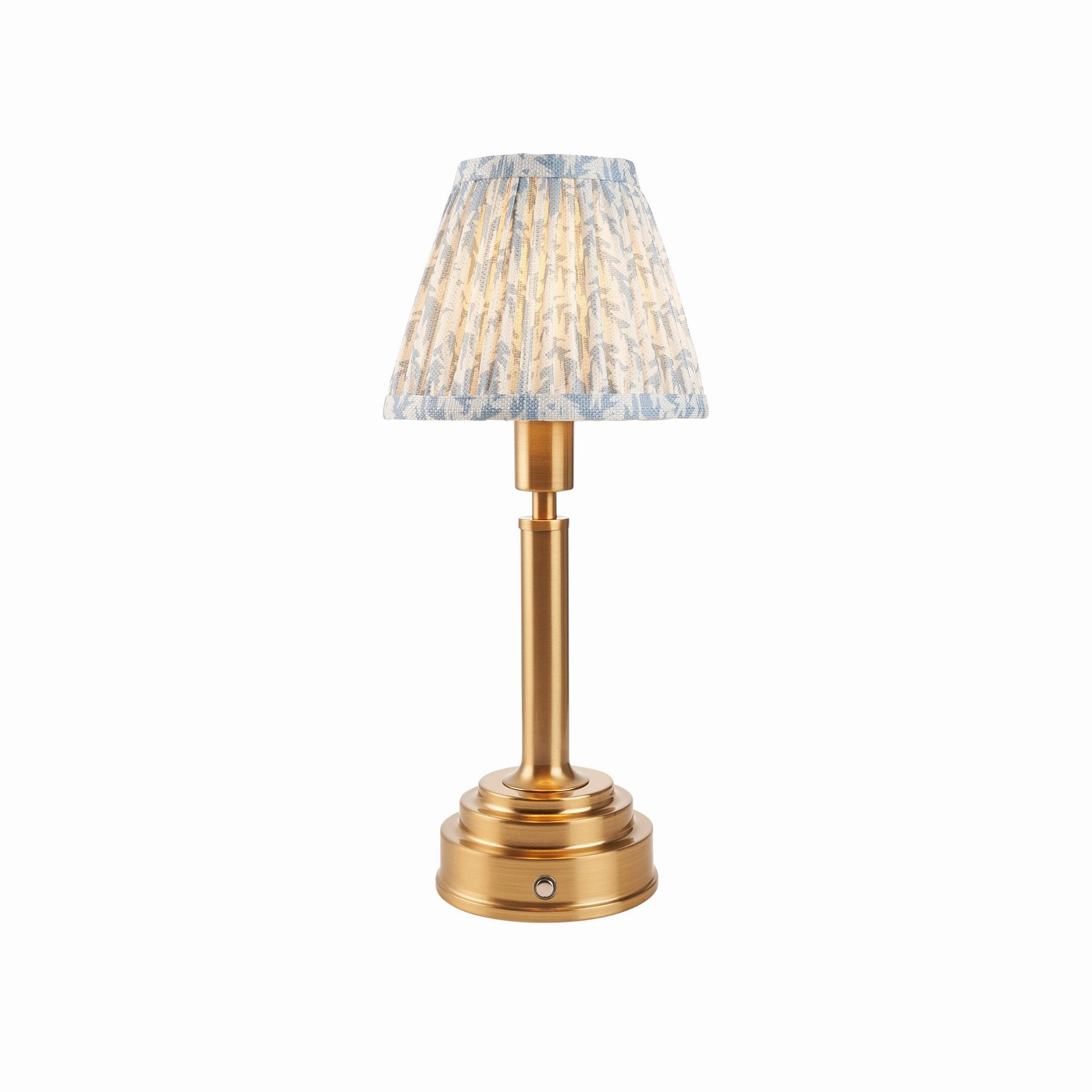 Upton Rechargeable Table Lamp & Leaf 16cm Shell Bay Blue Shade