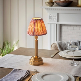 Upton Rechargeable Table Lamp & Ripple 16cm Coral Pink Shade ceramic table lamp
