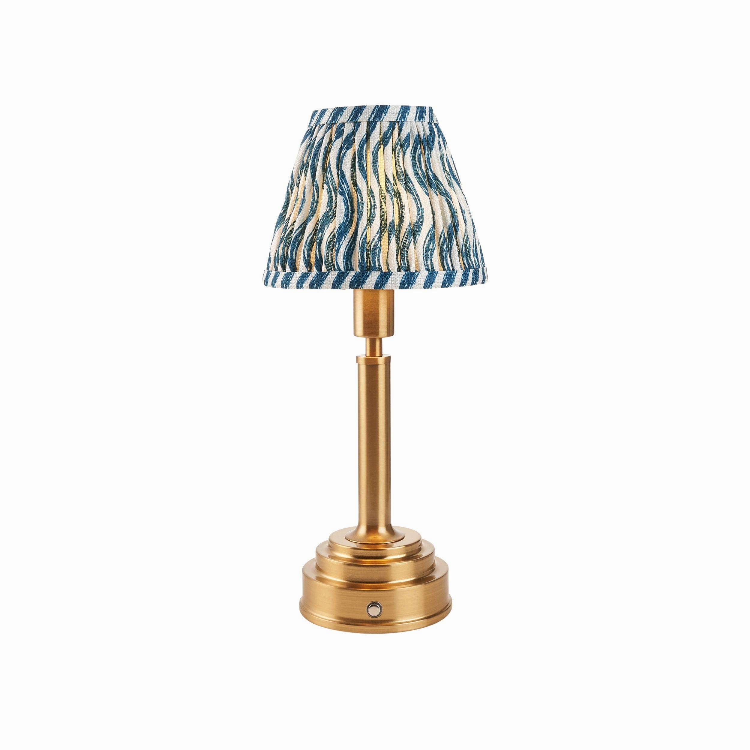 Upton Rechargeable Table Lamp & Ripple 16cm Marlin Blue Shade