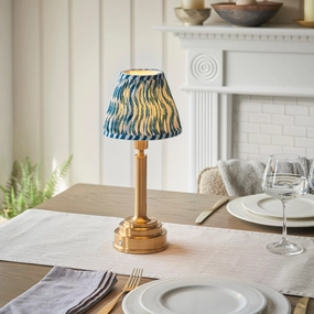 Upton Rechargeable Table Lamp & Ripple 16cm Marlin Blue Shade ceramic table lamp