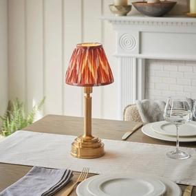 Upton Rechargeable Table Lamp & Zigzag 16cm Apricot Orange Shade ceramic table lamp