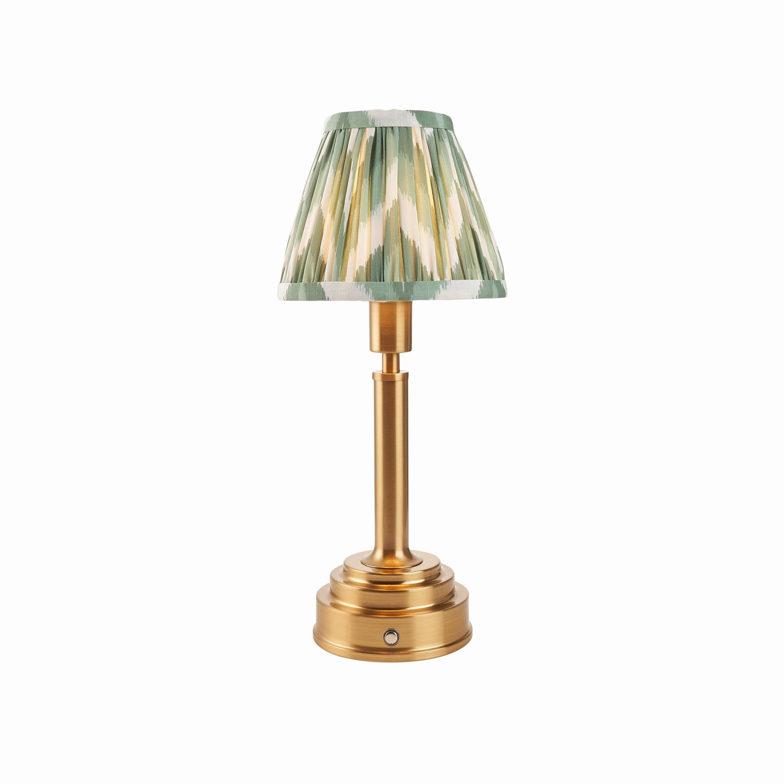 Upton Rechargeable Table Lamp & Zigzag 16cm Cotswold Green Shade