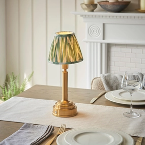 Upton Rechargeable Table Lamp & Zigzag 16cm Cotswold Green Shade ceramic table lamp