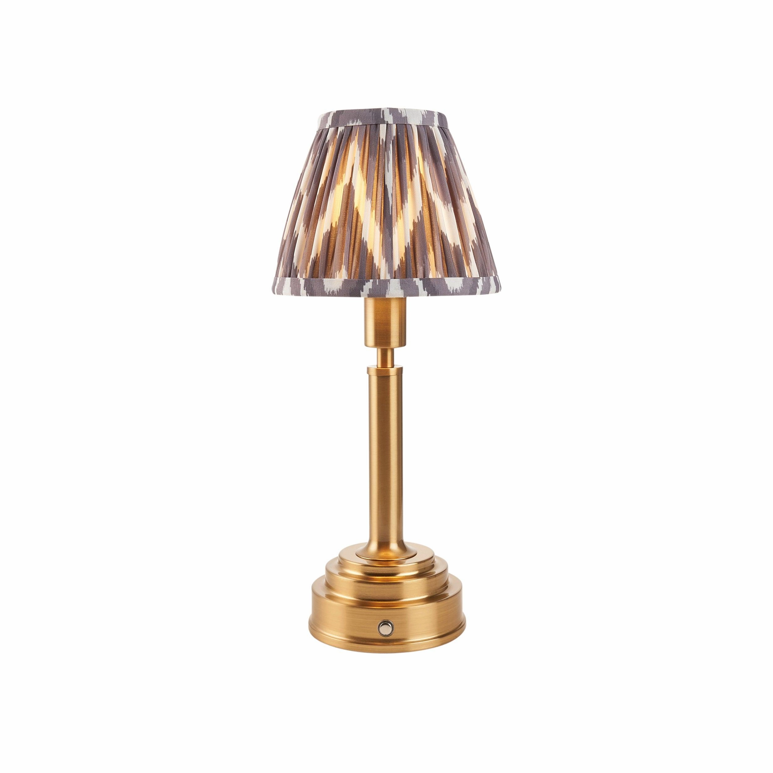 Upton Rechargeable Table Lamp & Zigzag 16cm Pearl Grey Shade