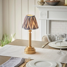 Upton Rechargeable Table Lamp & Zigzag 16cm Pearl Grey Shade ceramic table lamp