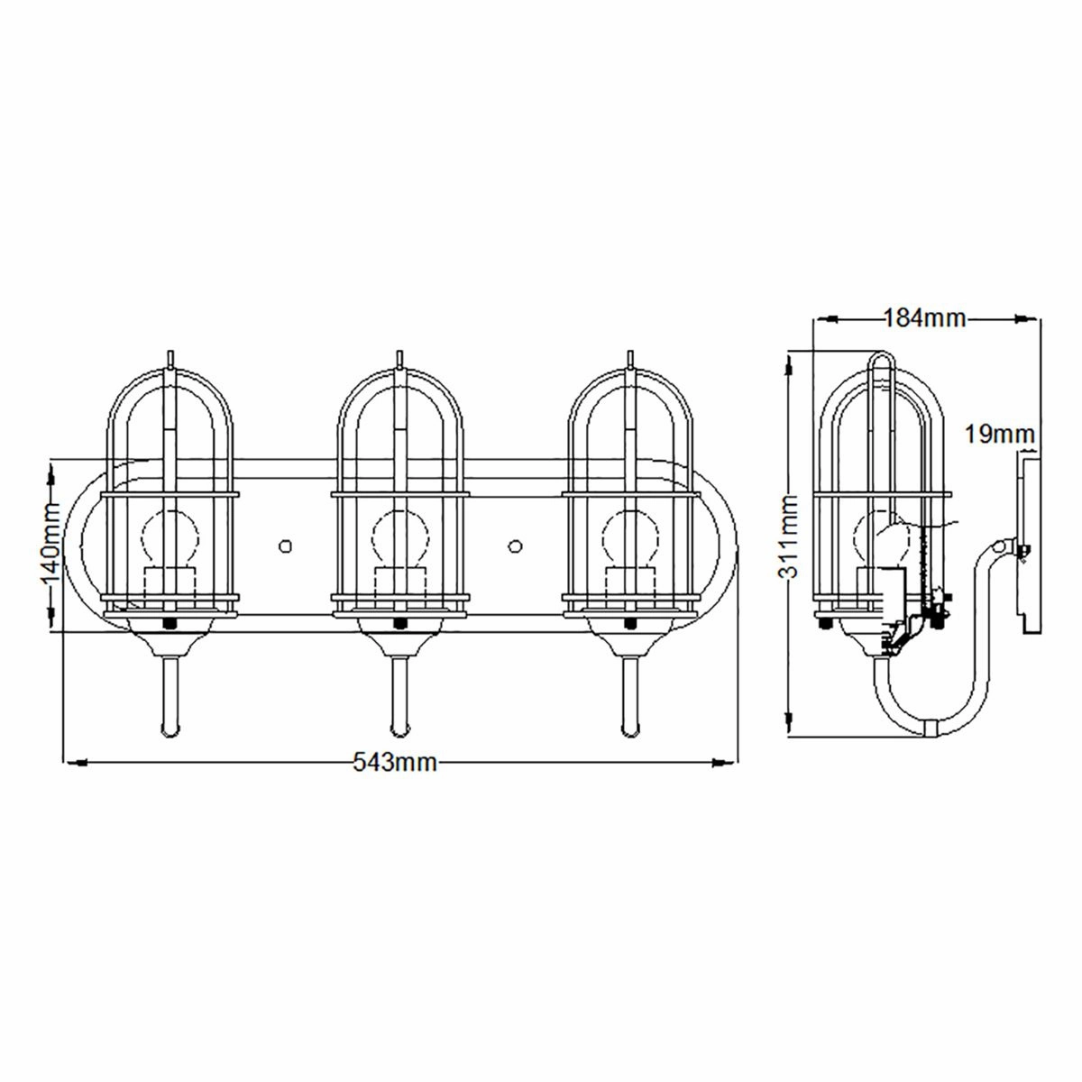 Urban Restoration 3 Light Brass Bathroom Wall Light