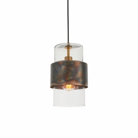 Vauxhall Modern Brass Patina Pendant - Clear Glass Shade white ceiling lamp