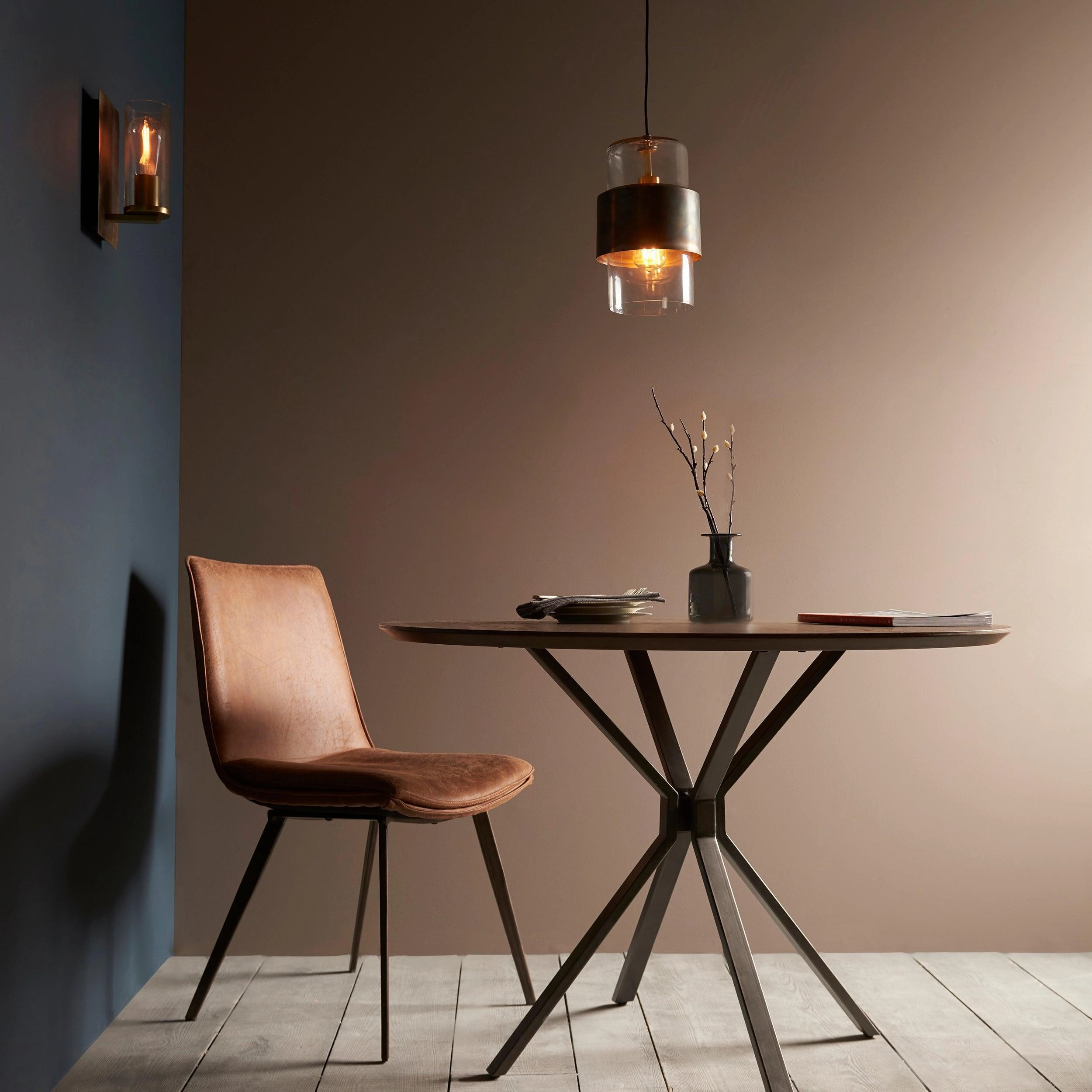 Vauxhall Modern Brass Patina Pendant - Clear Glass Shade