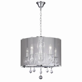 Venetian 5 Light Chrome Ceiling Pendant - Silver Shade soft glow ceiling light