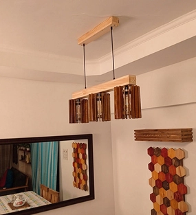 Ventus Brown & Beige Wooden Series Hanging Lamp (BULB NOT INCLUDED) decorative ceiling fixture
