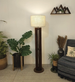 Ventus Wooden Floor Lamp with Premium Beige Fabric Lampshade (BULB NOT INCLUDED) creative lampshade design