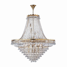 Versailles -19 Light Gold & Clear Crystal Chandelier soft glow ceiling light