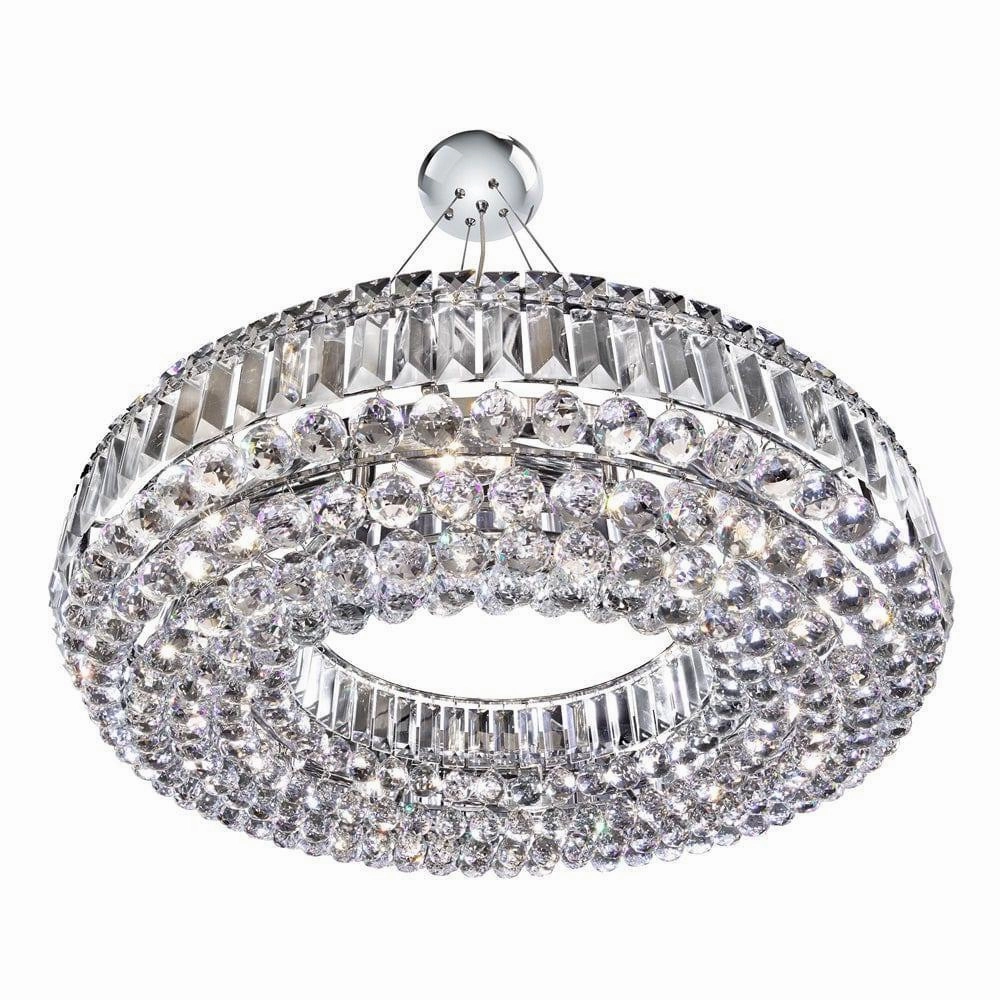 Vesuvius Circular 10 Light Chrome & Crystal Ceiling Pendant soft glow ceiling light
