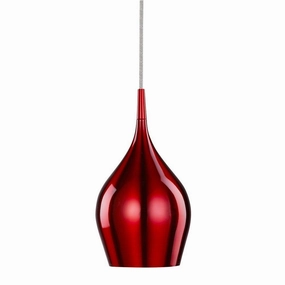 Vibrant 1 Light Metal Red Pendant - Searchlight white ceiling lamp