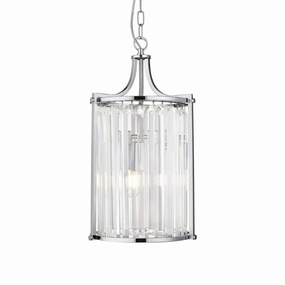 Victoria 2 Light Chrome & Crystal Glass Ceiling Pendant ambient ceiling fixture