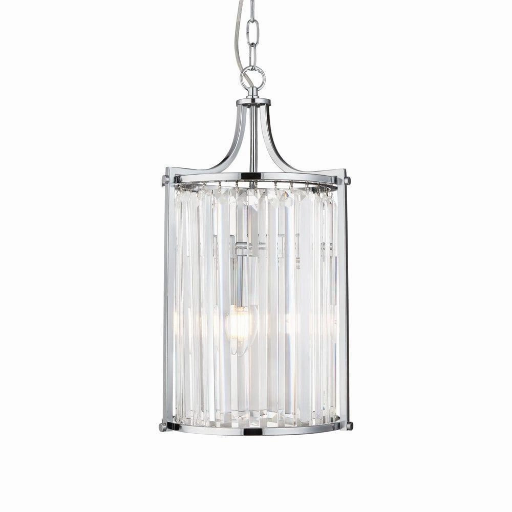 Victoria 2 Light Chrome & Crystal Glass Ceiling Pendant ambient ceiling fixture