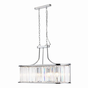 Victoria 5 Light Oval Chrome Ceiling Pendant - Crystal Glass soft glow ceiling light