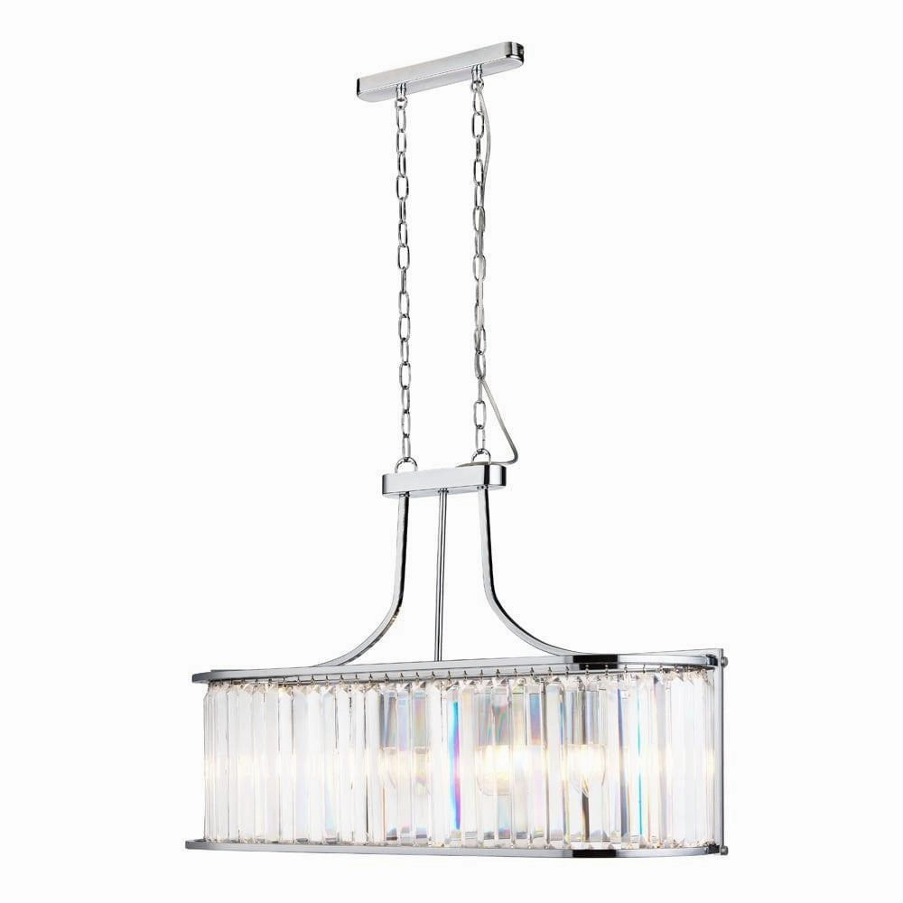 Victoria 5 Light Oval Chrome Ceiling Pendant - Crystal Glass soft glow ceiling light