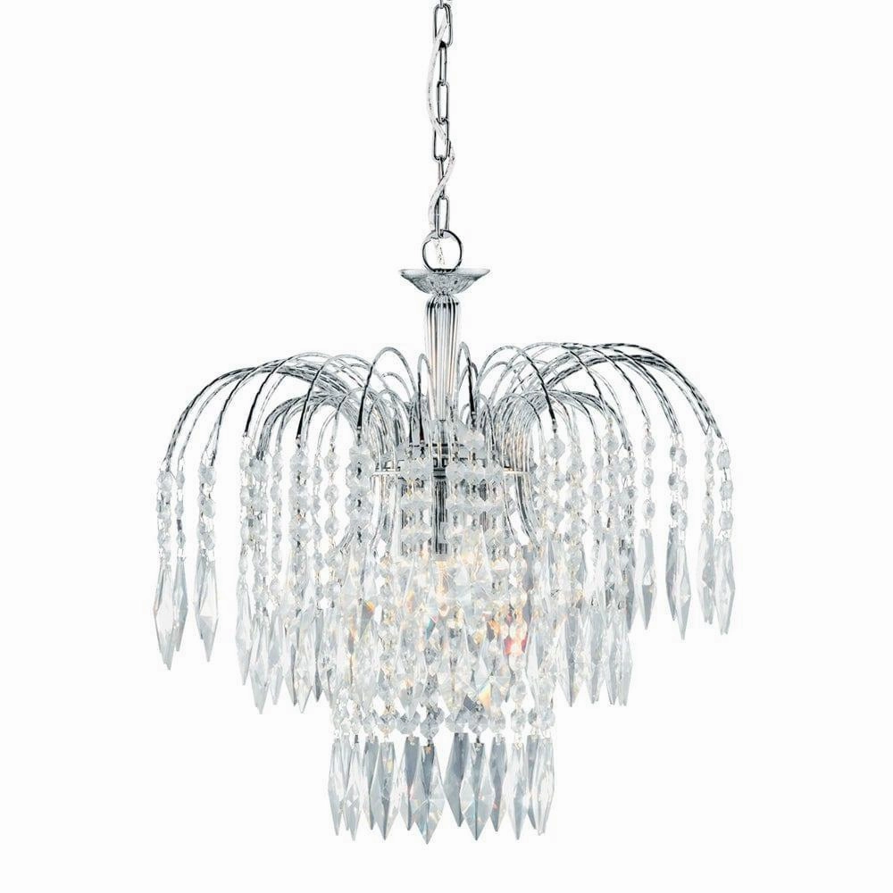 Waterfall 3 Light Chrome Clear Crystal Ceiling Pendant sleek LED ceiling lamp