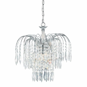 Waterfall 3 Light Chrome Clear Crystal Ceiling Pendant white ceiling lamp