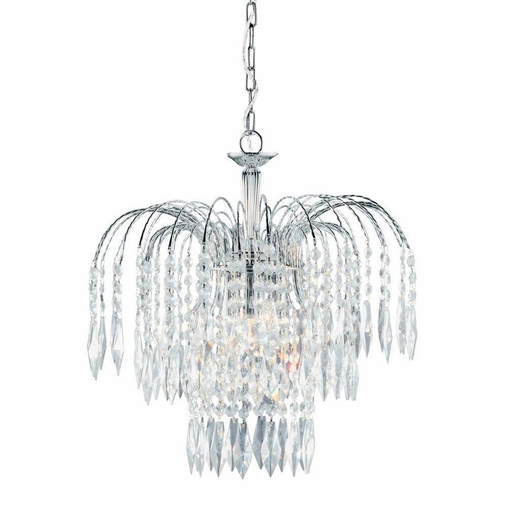 Waterfall 3 Light Chrome Clear Crystal Ceiling Pendant white ceiling lamp