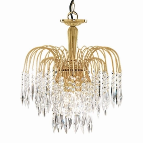 Waterfall 3 Light Gold Clear Crystal Ceiling Pendant ambient ceiling fixture