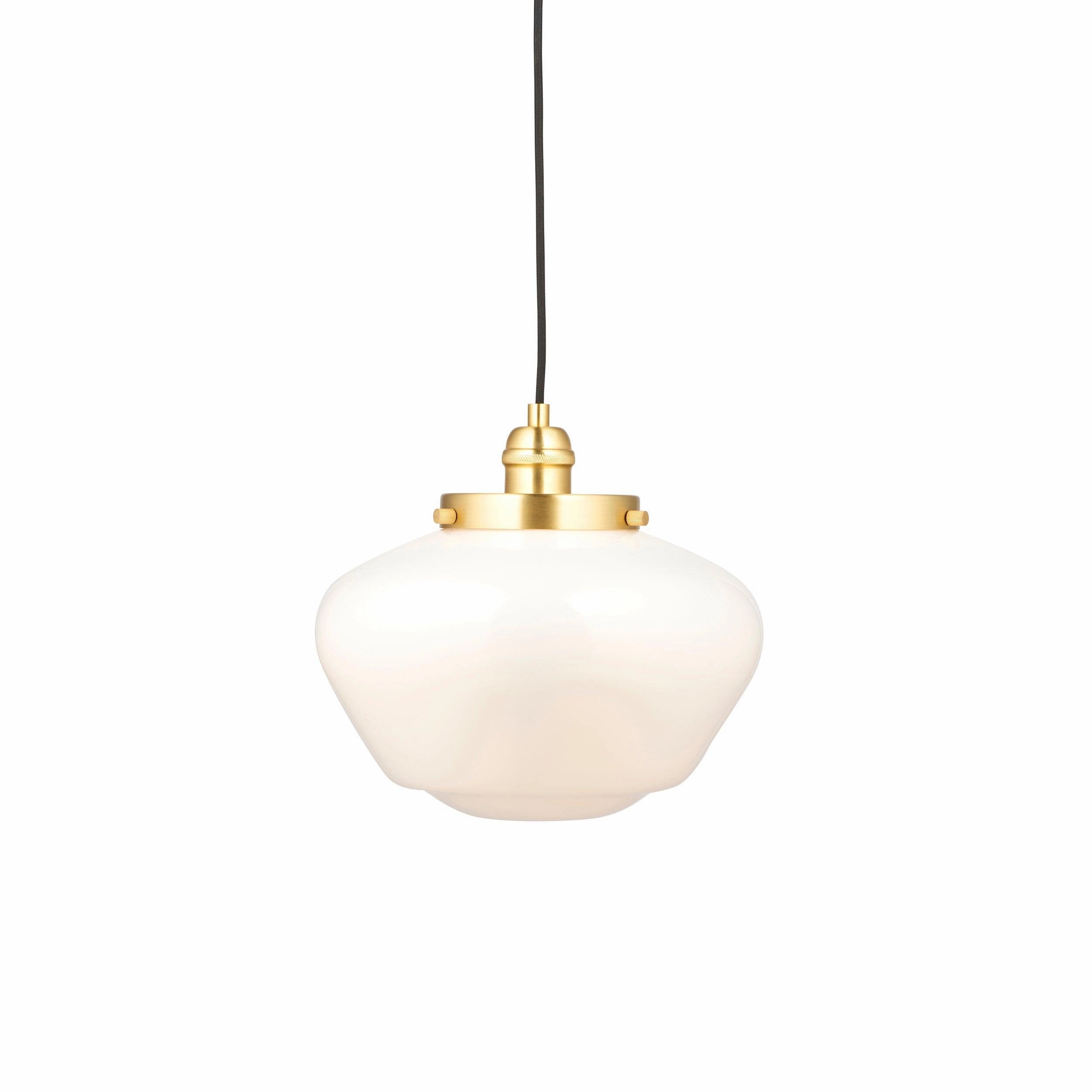Westbourne Brass Pendant Ceiling Light - Opal Glass Shade white ceiling lamp