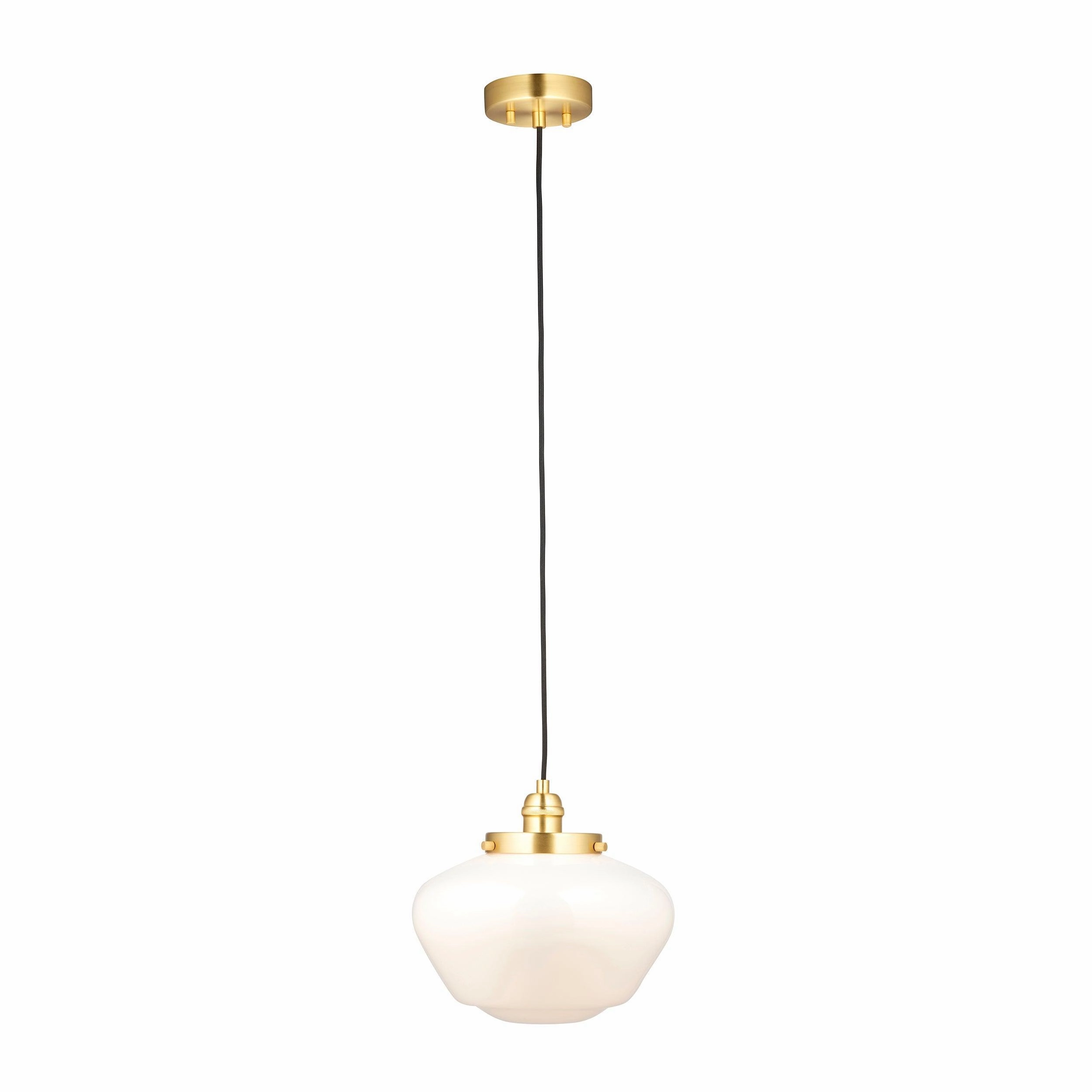 Westbourne Brass Pendant Ceiling Light - Opal Glass Shade