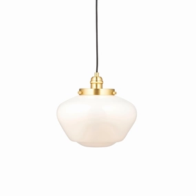 Westbourne Brass Pendant Ceiling Light - Opal Glass Shade white ceiling lamp