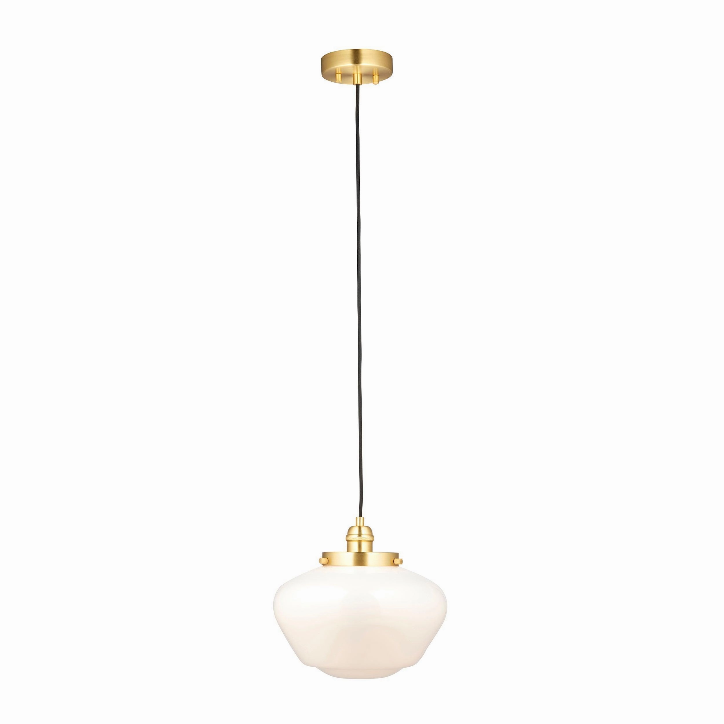 Westbourne Brass Pendant Ceiling Light - Opal Glass Shade