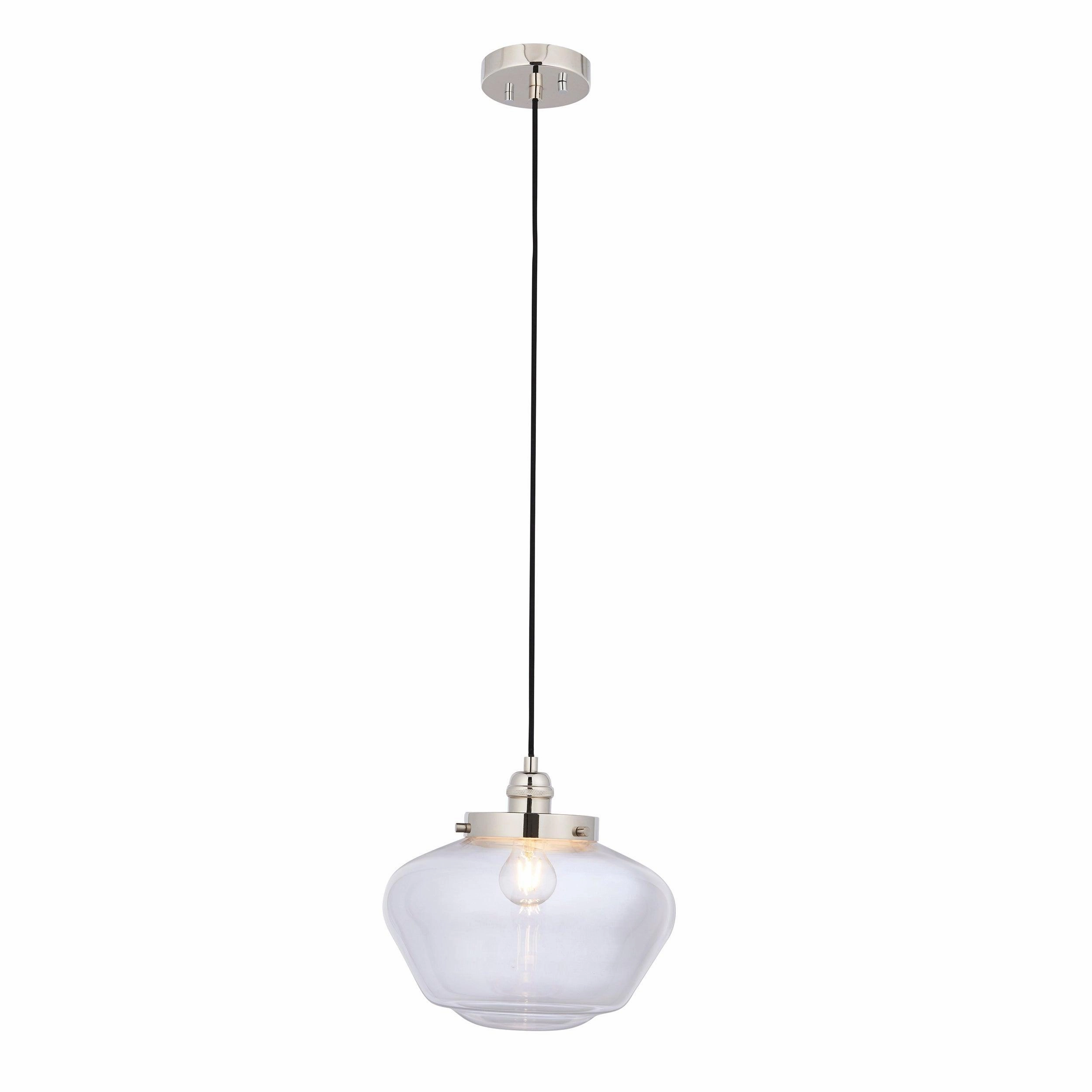 Westbourne Nickel Ceiling Pendant Light - Clear Glass Shade