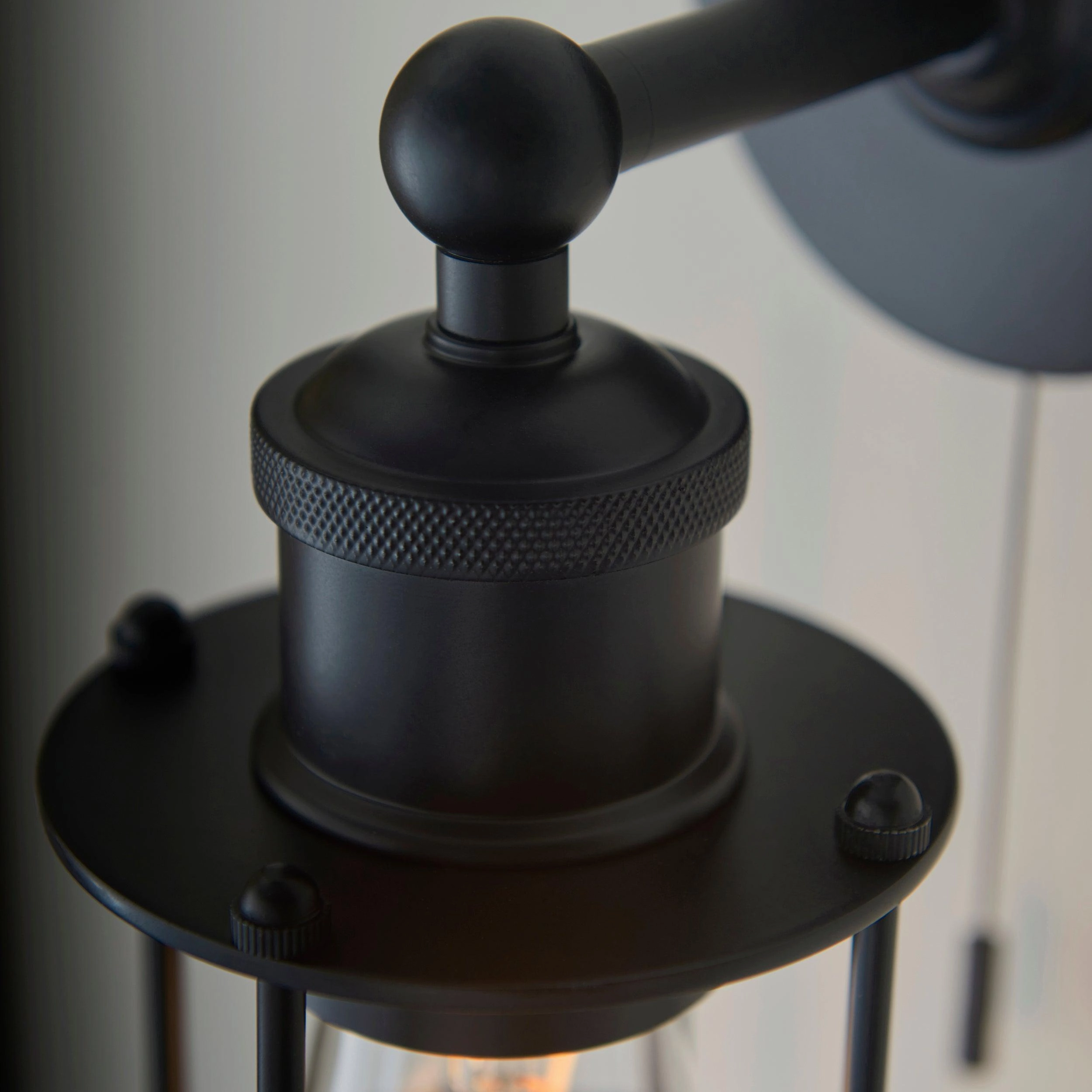Weston Black Caged Bathroom Wall Light - Pull Cord