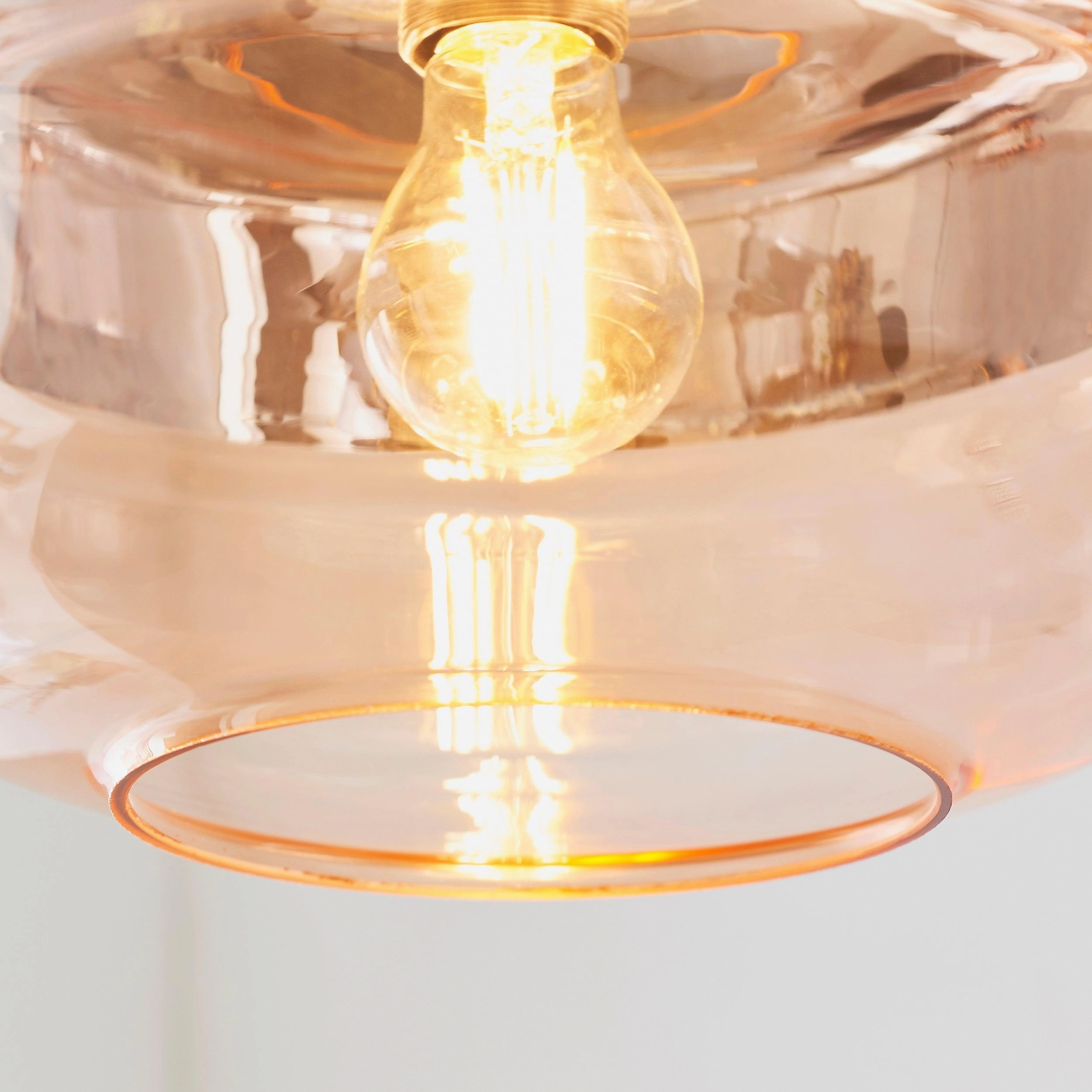 Willis 1 Light Tinted Cognac & Copper Glass Ceiling Pendant