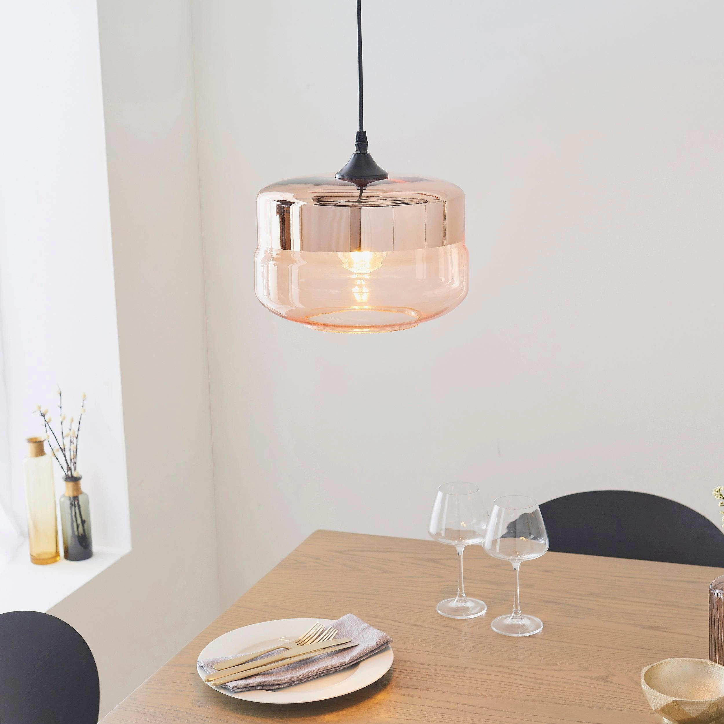 Willis 1 Light Tinted Cognac & Copper Glass Ceiling Pendant