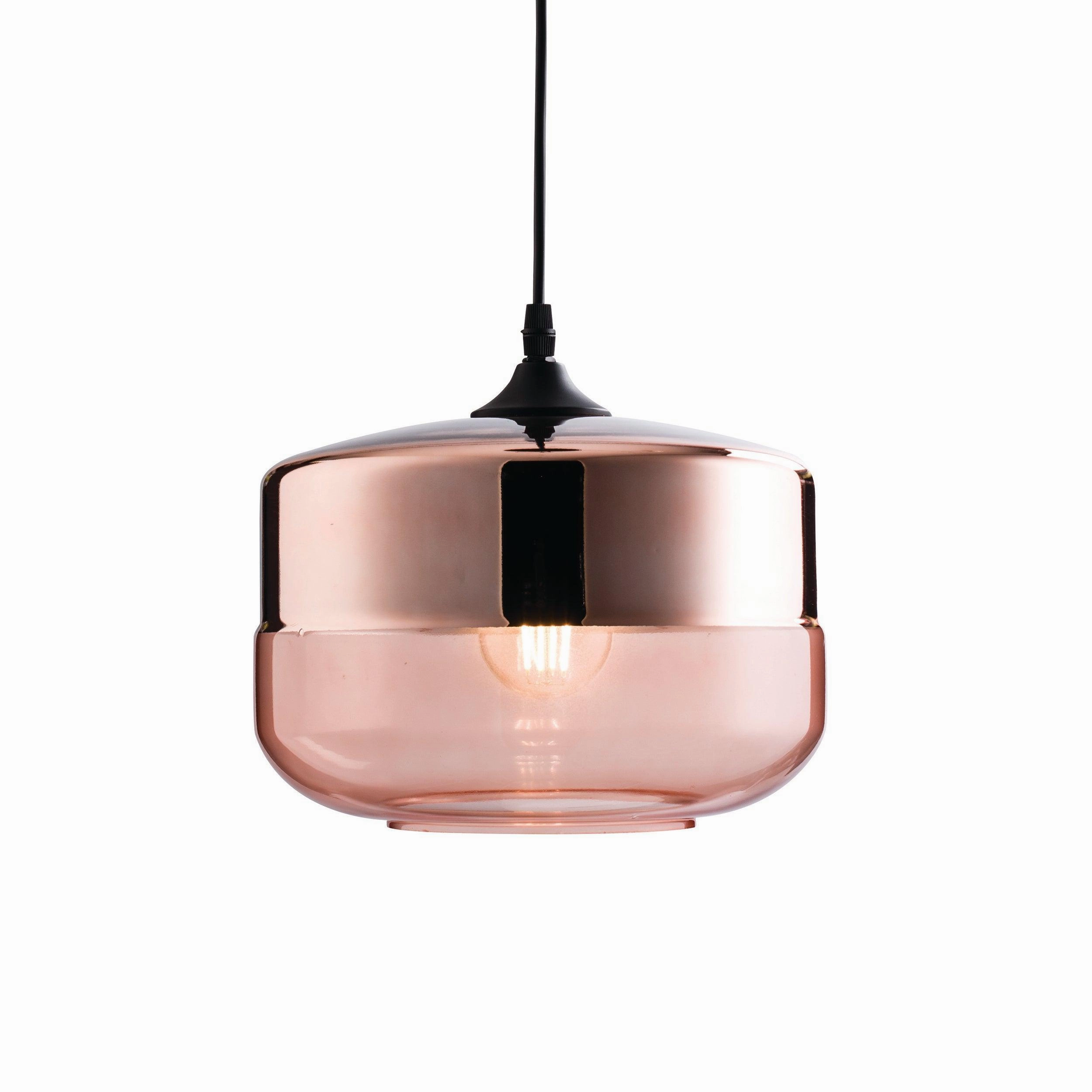 Willis 1 Light Tinted Cognac & Copper Glass Ceiling Pendant