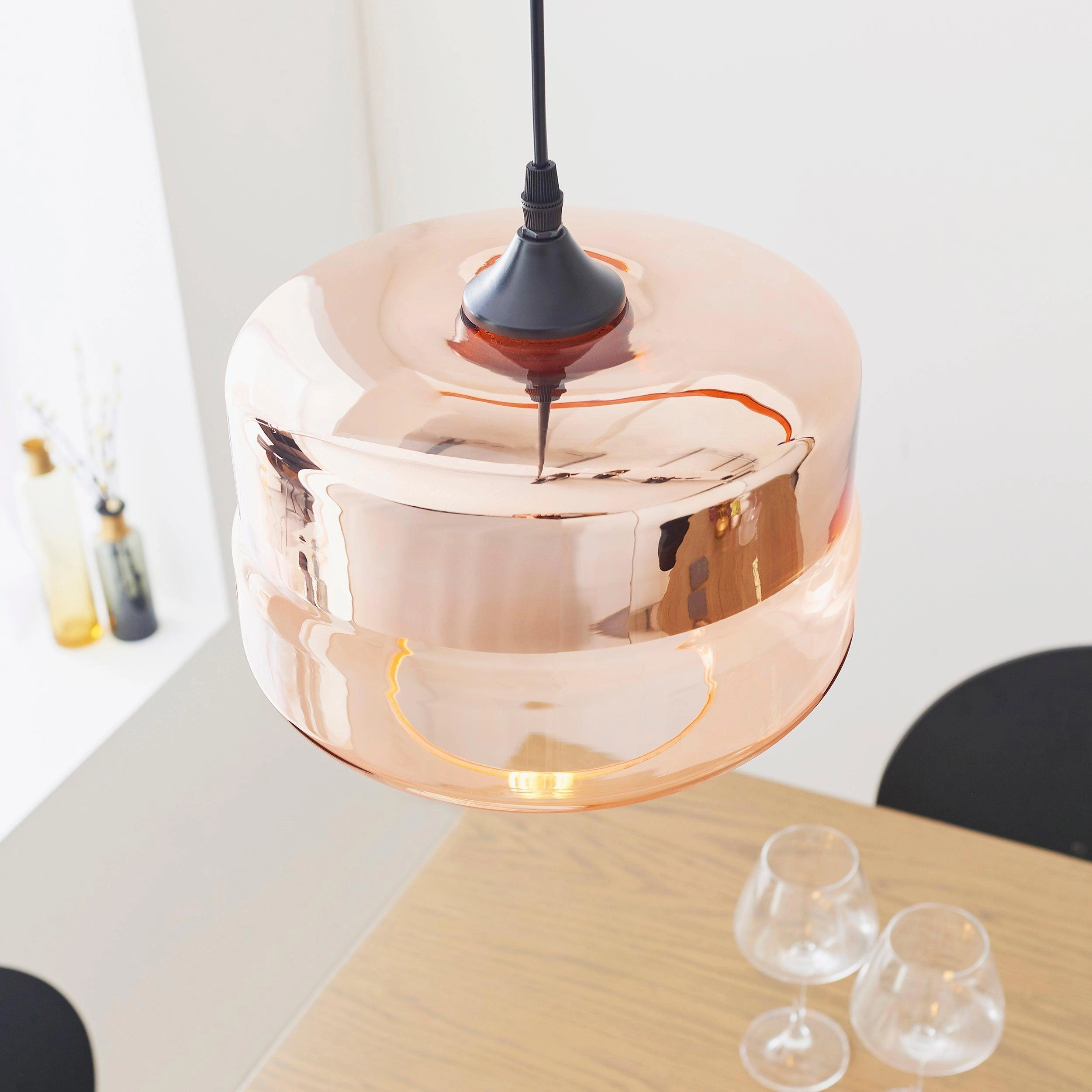 Willis 1 Light Tinted Cognac & Copper Glass Ceiling Pendant