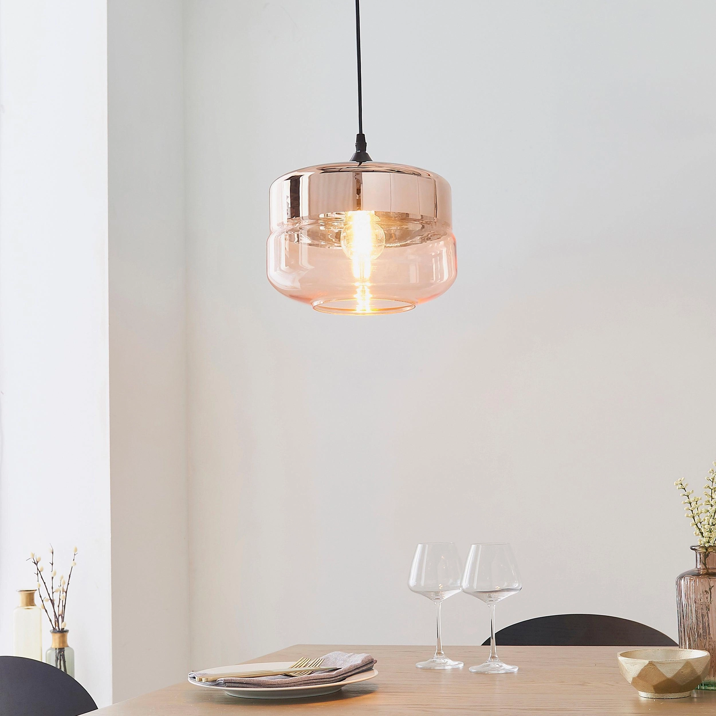Willis 1 Light Tinted Cognac & Copper Glass Ceiling Pendant