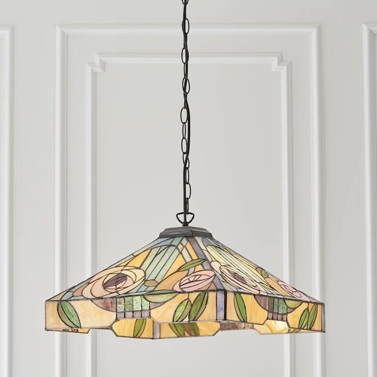 Willow Large Tiffany Ceiling Light, 3 bulb fitting