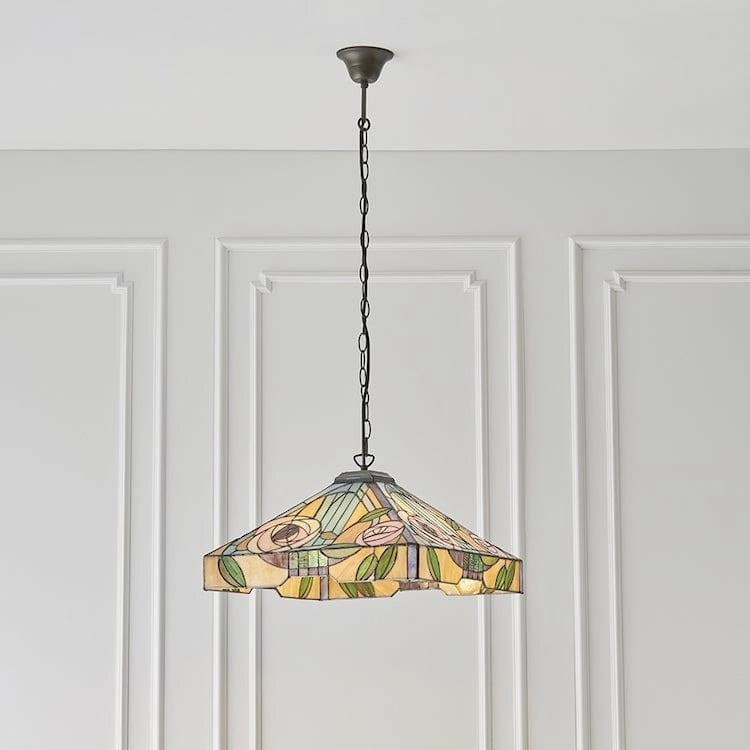 Willow Large Tiffany Ceiling Light, 3 bulb fitting