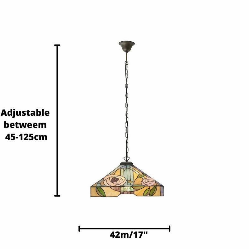 Willow Large Tiffany Ceiling Light, 3 bulb fitting
