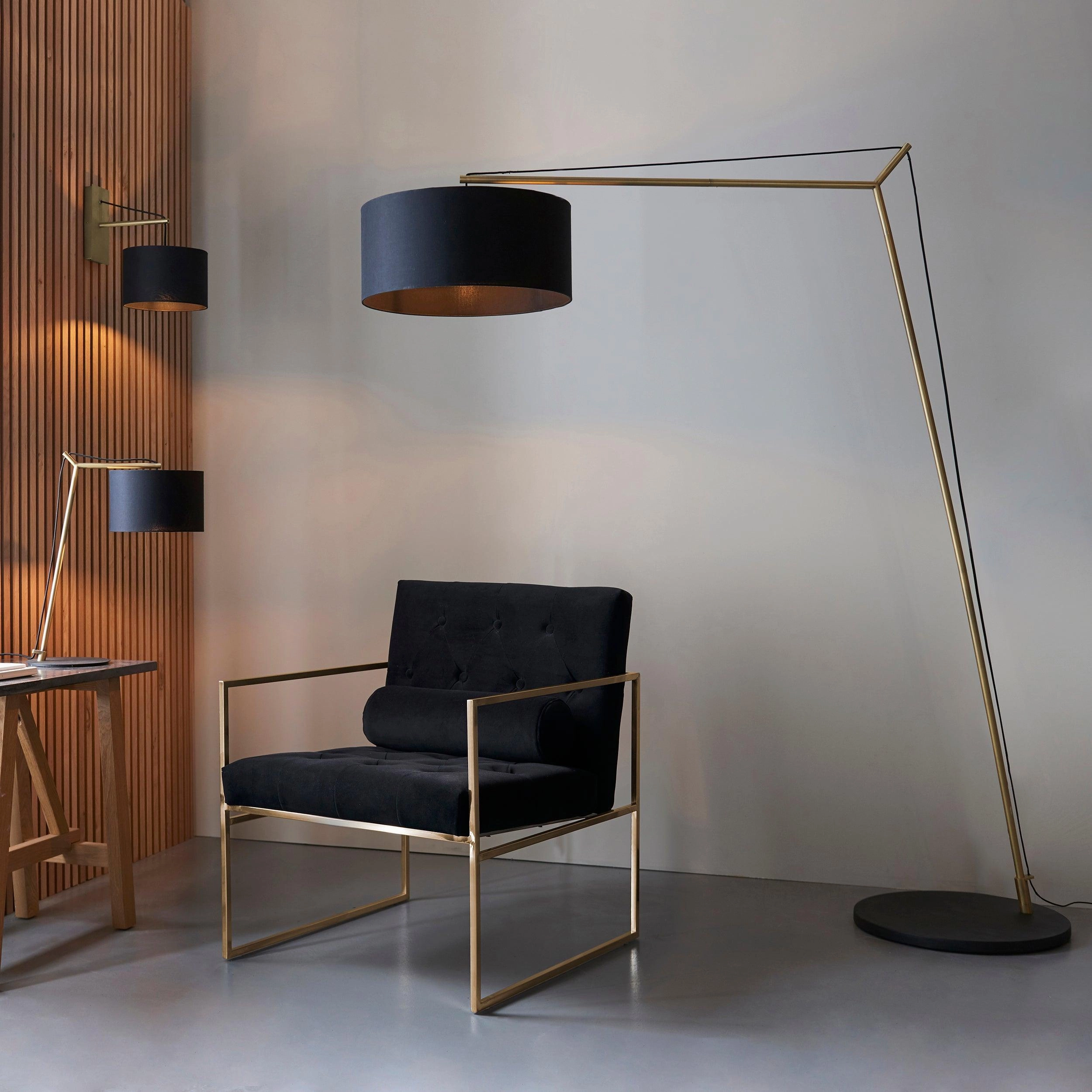 Wimbledon Matt Brass Table Lamp - Black Shade