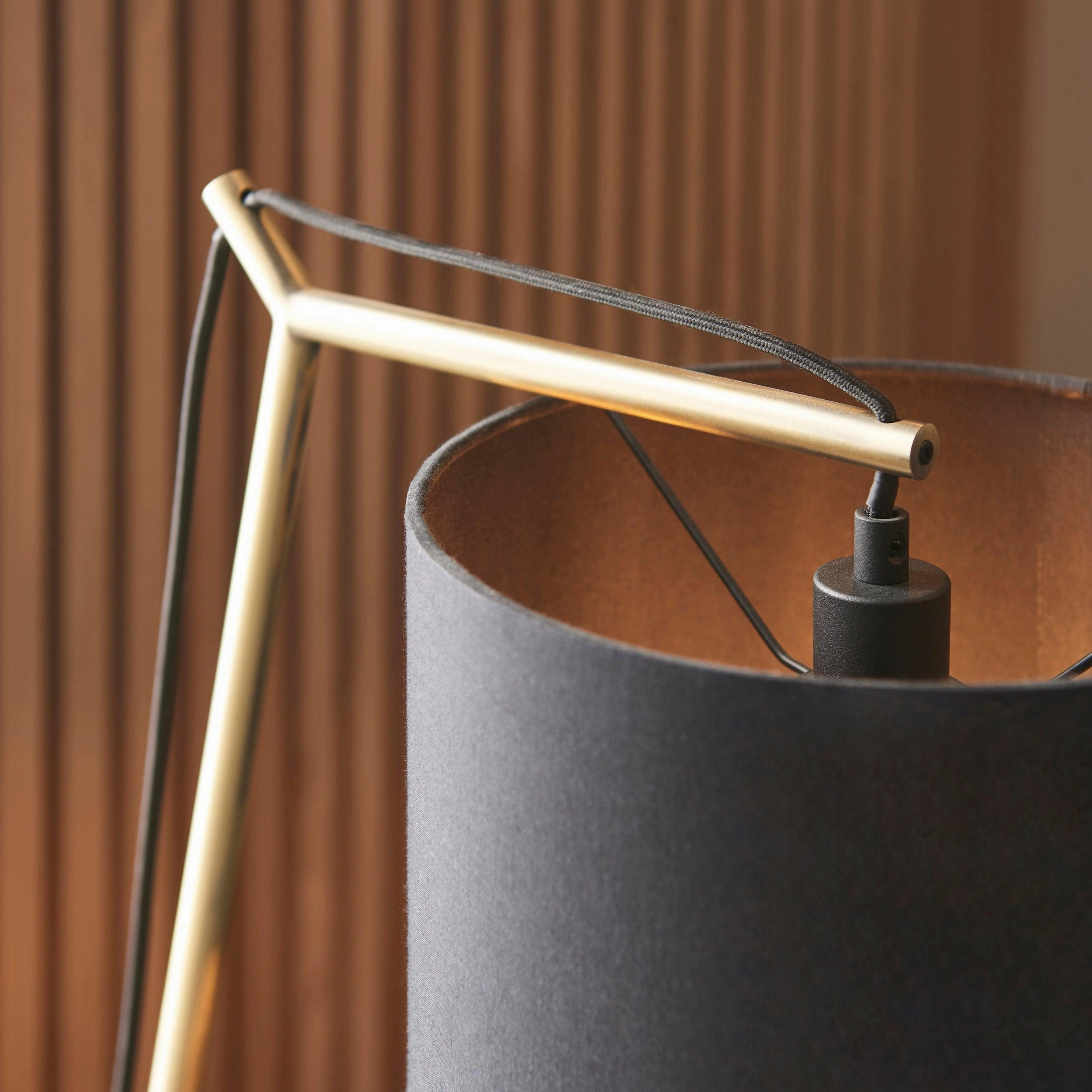 Wimbledon Matt Brass Table Lamp - Black Shade
