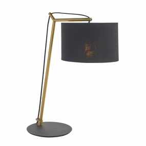Wimbledon Matt Brass Table Lamp - Black Shade energy-saving LED light